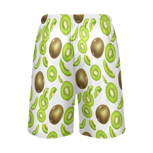 Kiwi Fruit White Pajama Shorts for Men Lounge Pants Sleep Lounge Short Mens Short Shorts with Pockets, S-XXL-XXL2