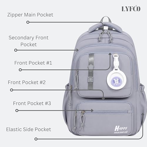 Image of Korean Style School & College Backpack with Detachable Pouch | 18 Inch Large capacity bag for Girls & Boys Age of 12-16 years | Best for School, Tution, Travel, Camping