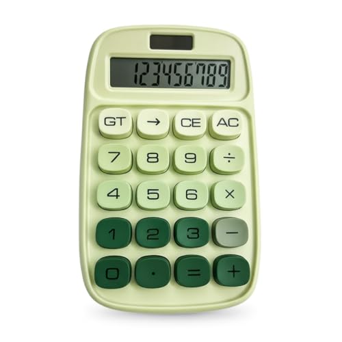 Image of Desktop Colorful Calculator 12 Digit, Dual Solar Power and Battery LCD Display, Easy to Press Big Buttons for Home, Office, School, College Class and Business Use (Green)