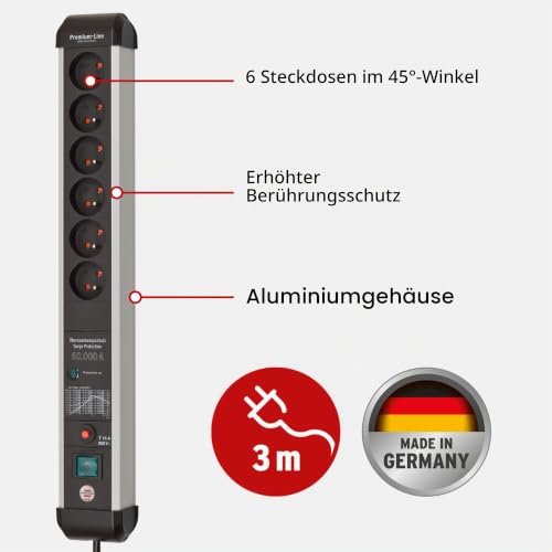 Brennenstuhl Premium-Protect-Line Steckdosenleiste 6-fach, 3m – Ansicht 2