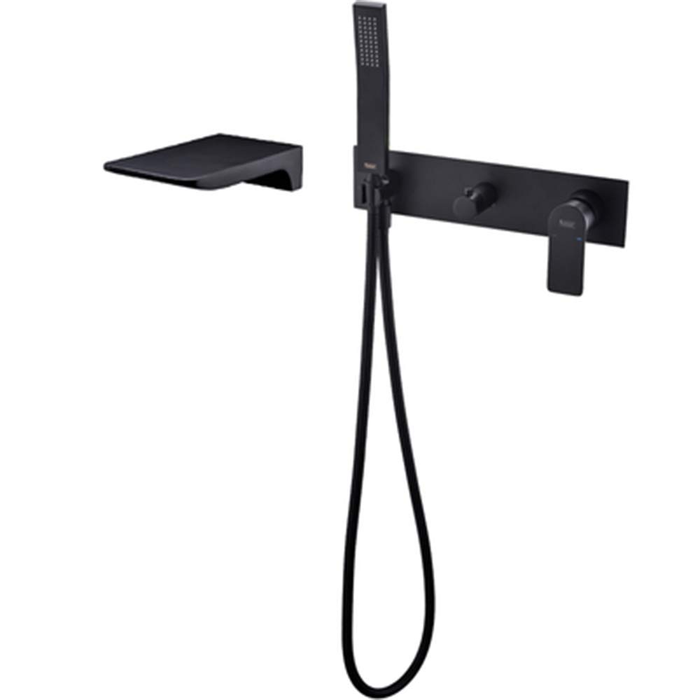 WOTZOV Waterfall Bathtub Faucet With Handheld Shower, Wall Mount Single Handle Set Hot And Cold Water Tub Filler