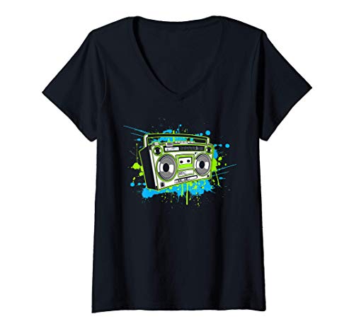 T-shirt retrò anni Ottanta Boom Box. Design ispirato alle fantastiche scatole boom che erano in giro negli anni '80