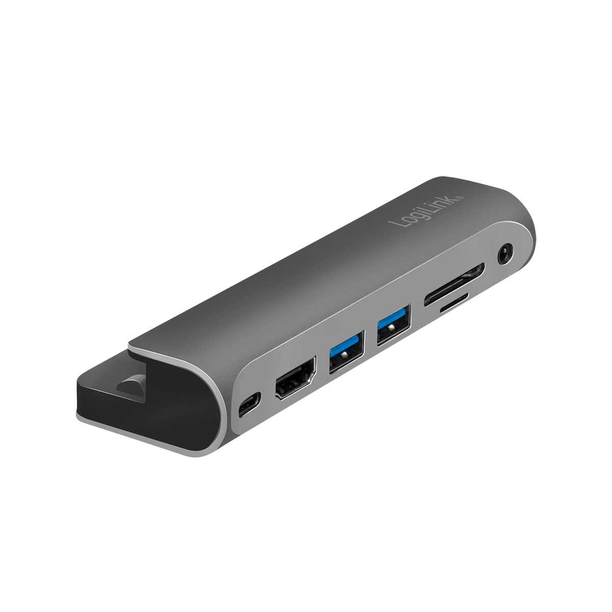 LogiLink UA0385 - USB 3.2 Gen 1 stacja dokująca do iPad Air, iPad mini i iPad Pro, 7 portów, USB-C PD, srebrna/czarna