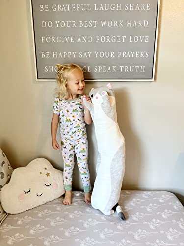 Morismos 35.4" Long Cat Pillow Plush Body Pillow Cute Cartoon Pillow Soft Animal Body Pillow Stuffed Animal Hugging Pillow Gifts For Kids Girls Girlfriend Grey #TOP5