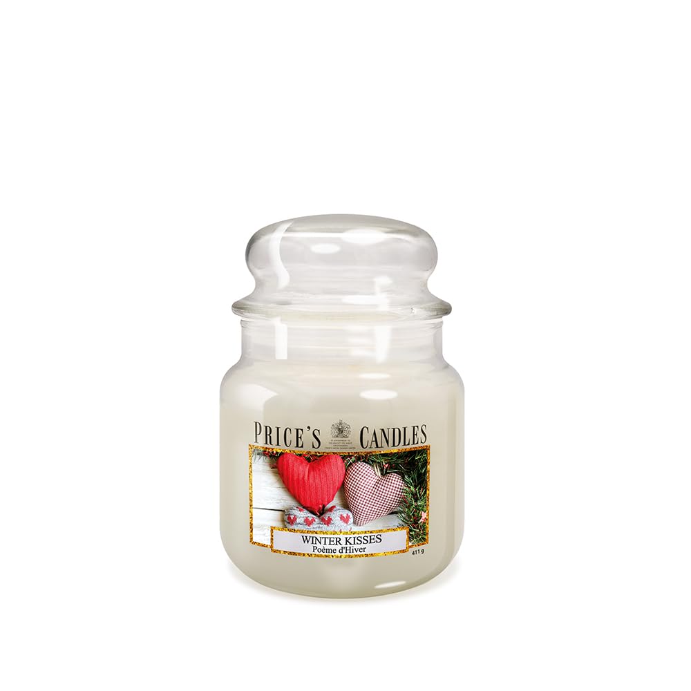 Price's Candles Medium Jar Winter Kisses Scented Candle Long Burning Fruity Winter Fragrance Candle Decorative Glass Jar for Home Décor and Relaxation