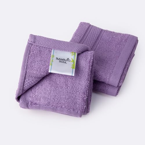 Image of Bamboo Soul Bamboo Face Towel | Ultra Absorbent & Super Soft | 30 x 30 cm - 550 GSM | Pack of 3 (Lilac Purple)