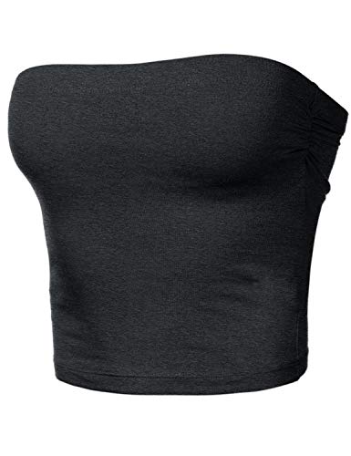 Image of Women's Shapewear Tube Tops Strapless Ruched Built-in Shelf Bra Casual