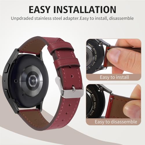 Italy Genuine Leather Watch Bands Men Women Compatible with Samsung Galaxy Watch Band, 20mm 22mm Lugs Watch Straps, Quick Release Wear-resistant Sweat-Resistant Smartwatch Replacement Strap