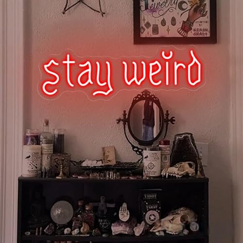 Stay Weird Neon Sign, Gothic Decor, Skeleton Hand Neon Sign,