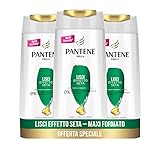 Pantene Pro-V - Champú sedoso para cabello liso que aporta suavidad y control del efecto encrespamiento, 3 x 675 ml