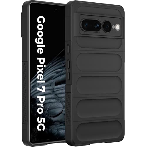 Image of A rtistque Liquid Silicone Stripes Back Cover Case for Google Pixel 7 Pro | with Camera Protection | with Inner Fabric | Anti Slip Grip | AirBag Case - Black