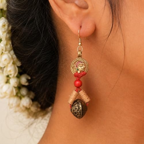 Image of Royal Queen & Empress Handcrafted Tribal Dhokra Earrings Collection for Women - Statement Ethnic Designs in Multiple Colours