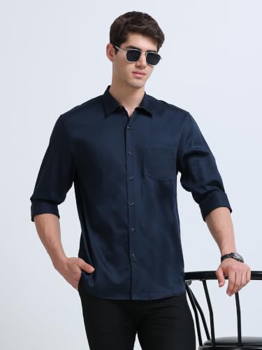 Image of Miraan Men's Satin Long Sleeve Casual Shirt (GASATIN)