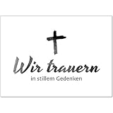 15 x Trauerkarten mit 15 Umschlägen im Set - moderne Einladung Beerdigung, Anzeige, Trauer, Sterbefall, Friedhof, Begräbnis