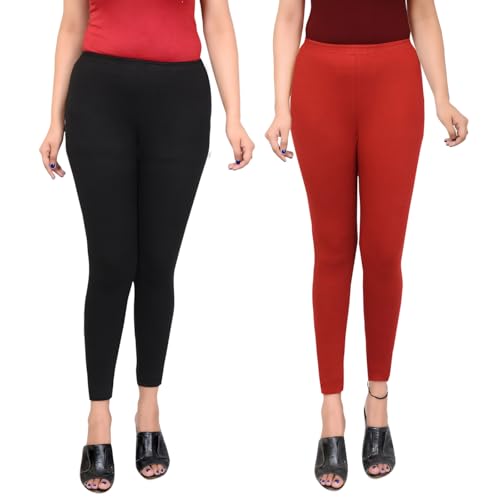 Image of Women Ankle Length Leggings Combo Pack Stretchable Comfortable Slim Fit High Waist Leggings for Women Ankle Length Soft Fabric