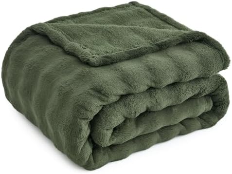 Topfinel Bubble Decke Kuscheldecke Flauschig Olivgrün – 220x240 cm Sofadecke & Couchdecke, Imitat-Wolle, Warme Baby Zimmer Deko Decke, Weiche und Gemütliche Wohndecke