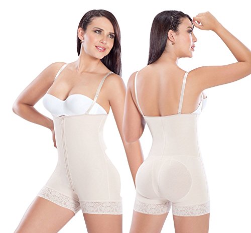 Made In Colombia Post Surgery Backless Strapless Bodysuit Shapewear Double Powernet Ref 5076 (Nude, M)