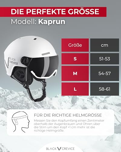 BLACK CREVICE Skihelm Kaprun Mit Visier im Pilotenstyle | Herren & Damen Unisex Snowboard-Helm |...