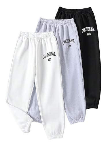 Floerns Boy's 3 Pcs Elastic Waist Graphic Print Active Jogger Sweatpants