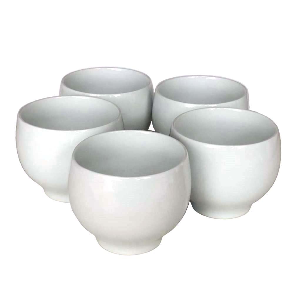 Tasse à thé japonais coffret de 5 pièces blanches cercle vert cadeau idéal