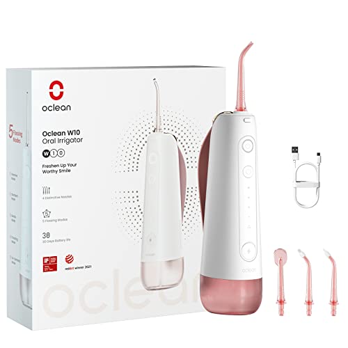 Oclean Flow White Electric Toothbrush For 180 Days Battery Life & Pink Cordless Water Flosser For Teeth W10 #TOP1