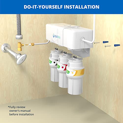 Aquasana AQ-5300.56 3-Stage Under Sink Water System-Kitchen Counter Claryum Filtration-Filters 99% of Chlorine Chloramine, Chrome