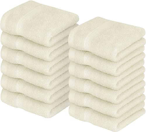 Utopia Towels [12 Pack Premium Wash Cloths Set (12 x 12 Inches) 100% Cotton Ring Spun, Highly Absorbent and Soft Feel Essential Washcloths for Bathroom, Spa, Gym, and Face Towel (Ivory)