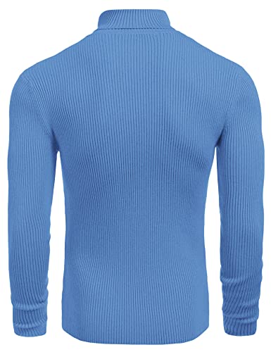Image of COOFANDY Mens Ribbed Slim Fit Knitted Pullover Casual Turtleneck Sweater