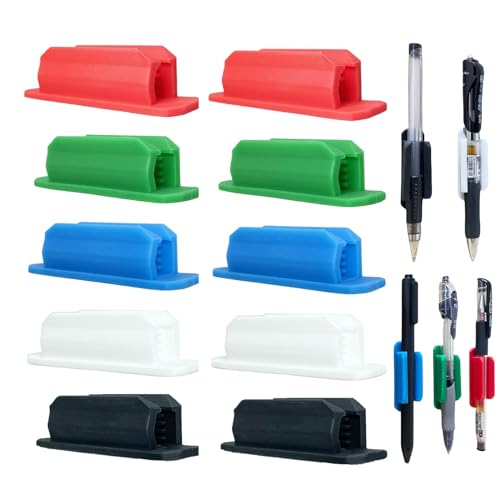 LSDWL 10Pcs Adhesive Pen Holder Clip Pen Holder Silicone,Pen Holder for Desk,Marker Holder,Single Pen Holder for School Student Desk Teacher Office Desk Accessories and Bulletin Board Clipboards