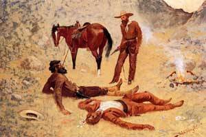 Peinture à l'huile Frederic Remington Jerked Down sans reflets