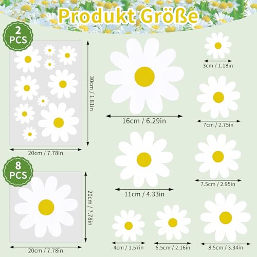 FLEXNOVA Blumen Mülltonnenaufkleber, 10 Blätter Blumen Mülltonnen Aufkleber Wetterfest Selbstklebend Prilblumen Sticker für Mülleimer Fahrrad Kühlschrank Haus Wanddekoration