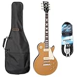 Guitarra eléctrica vintage V100GT Reissued Gold Top con funda y cable keepdrum