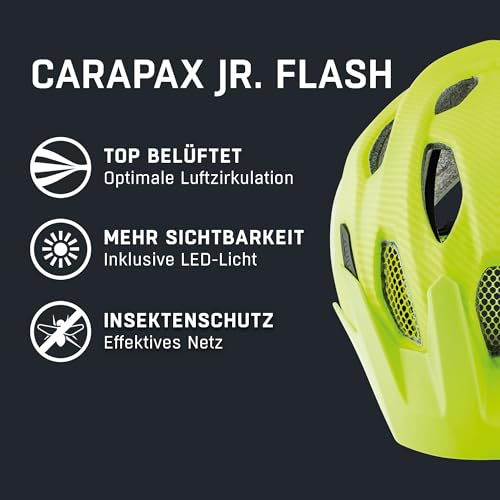 Alpina Carapax JR. Flash - Beleuchteter, Leichter und Sicherer LED Fahrradhelm Mit Fliegennetz Für...