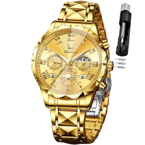Image of OLEVS Watches for Men Chronograph Business Dress Large Face Mens Wristwatch | Stainless Steel Strap, Luminous, 30M Waterproof, Multifunction,Watch Gift for Men