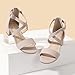 Hehainom Girls Dress Shoes Sandals High Heels Ankle Strap Toddler Little Big Kid Flower Girl Wedding Party Dress Sandals(Nude Nubuck 4 M US Big Kid)