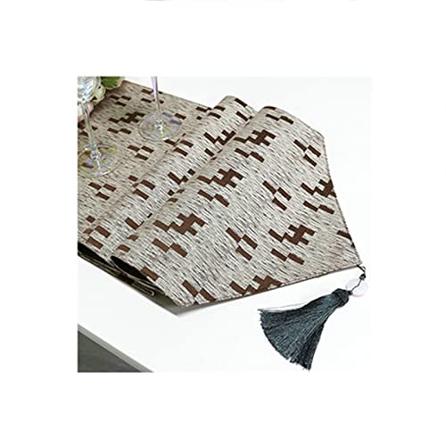 Chemin de table en coton jacquard 35 x 183 cm de qualité supérieure marron