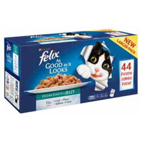 Felix Agail Ocean Feasts Mixed Variety Pack Cat Food 44 x 100g Cover