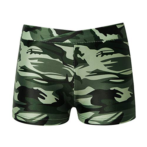 Easyforever Kids Girls Athletic Sport Bottoms Activewear Ballet Dance Gymnastics Camouflage Boy-Cut Shorts Green 10-12 #TOP4