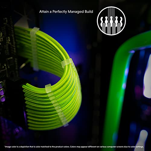 Image of LINKUP - ATX 24 Pin (20+4) Motherboard PSU Braided Sleeved Power Supply Extension Cable w /Combs┃Strong & Stiff Design┃Single Pack┃30CM 300MM - Green