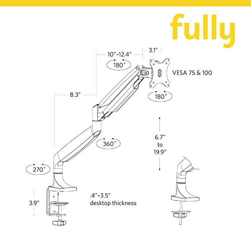 Image of Fully Jarvis Monitor Mounting Arm - fits up to 32 inch Computer Display (Single, Black)