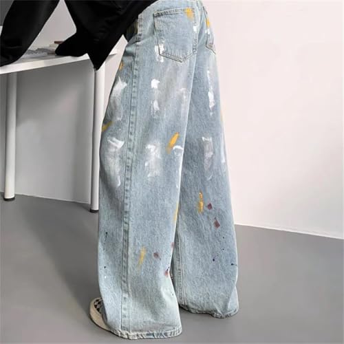 Man Splash-Ink Graffiti Baggy Jeans Hip-Hop Streetwear Denim Trousers Jeans4