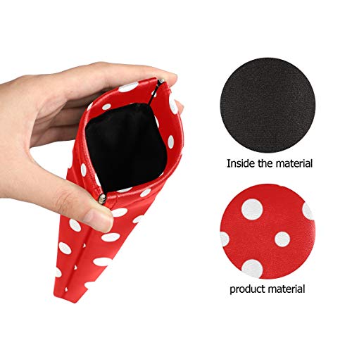 Vikko Red And White Polka Dot Eyeglass Pouch Microfiber Leather Squeeze Top Stylish Sunglasses Case For Women #TOP2