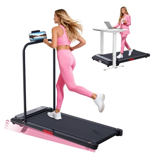 Walking Pad Treadmill with Handle Bar, 0.6-7.6MPH Portable Walking Pads Treadmills with Handles for Home Small, 3.0HP Compact Running Treadmills with Incline, 350LBS Electric Under Desk Treadmill