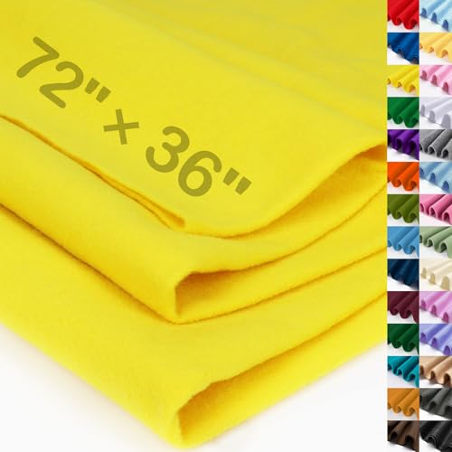 XSEINO Yellow Large Felt Fabric 72 X 36 (2 Square Yards) 1.4 mm Thick Soft Felt Fabric Sheet for Crafts Yellow Series Colors Soft Nonwoven Fabric Fit for Decoration Sewing DIY Crafts