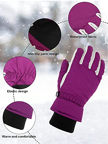 Image of Honoson 2 Pairs Kids Snow Gloves, Winter Waterproof | for Outdoor Snowboard Sledding, Warm Fleece Lining, Windproof, Adjustable Wrist Strap, Youth Cold Weather Ski Glove