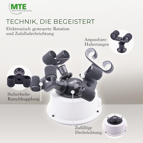 MTE Bewegungstechnik Uhrenbeweger (WTS 4 Weiß) bis zu 4 Uhren – Elektronisch gesteuerte Rotation und Pausen – Uhrenbeweger für Automatikuhren – leiser Watch Winder – Made in Germany