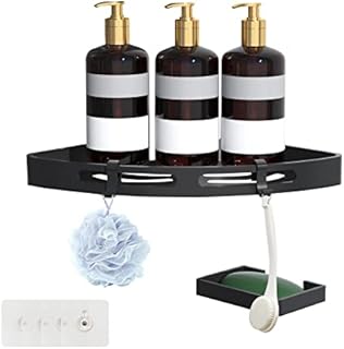 guudell Bathroom Corner Shower Caddy with Soap Dish Holder, Nano Adhesive No Drilling Corner Shower Shelf Storage Organizer Wall Mounted for Bathroom, Kitchen, Toiletblack (1)