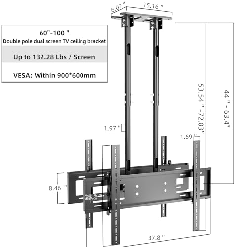 Support de plafond pour télévision double suspension open space - 4