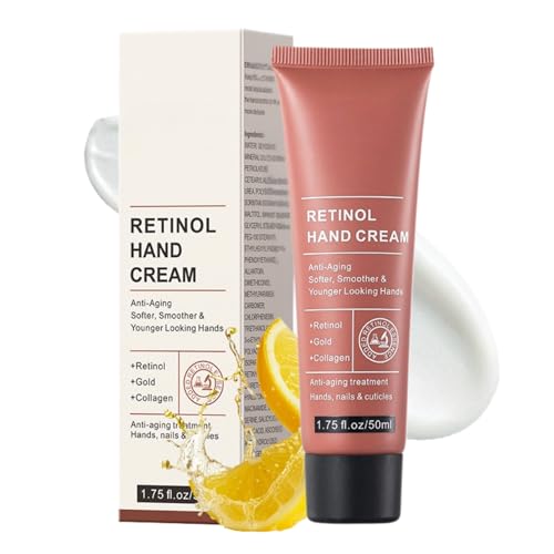 Retinol Hand Cream - Anti Aging Hand Cream for Women, Hand Moisturiser for Cracks with Vitamin C & Vaseline, Non Greasy Gift Set for Dry Hands, Silky Smooth Anti-Wrinkle Care, 1 Pcs