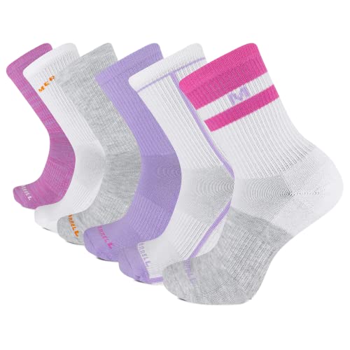 Image of Merrell Men's and Women's Recycled Cushioned Crew Socks-6 & 12 Pairs-Hiking Arch Support